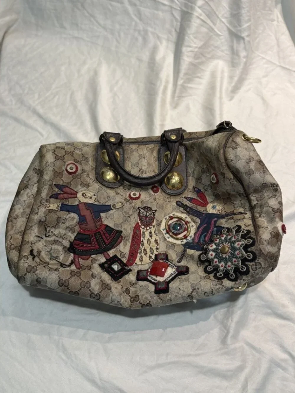 Gucci Babouska Fable Boston Bag GG Crystal Canvas Applique Fall Winter 2008